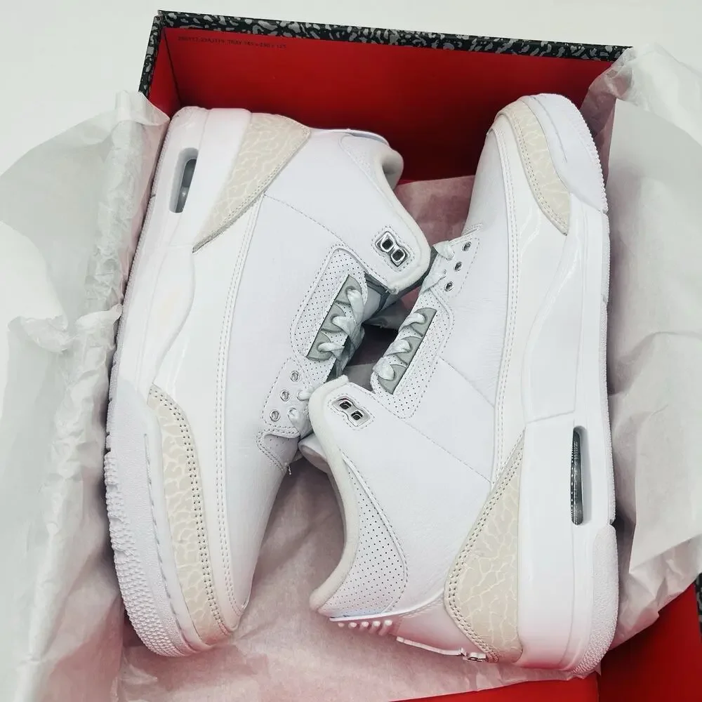Nike Air Jordan 3 Retro White Silver Sneakers CT8532 111 Men Size 11 NEW